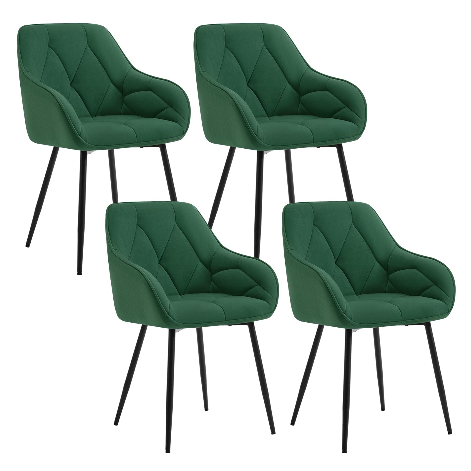 WOLTU Esszimmerstühle, für Esszimmer Wohnzimmer, ergonomische Küchenstühle gepolstert mit Armlehnen, Metallbeinen, Sitzfläche aus Samt