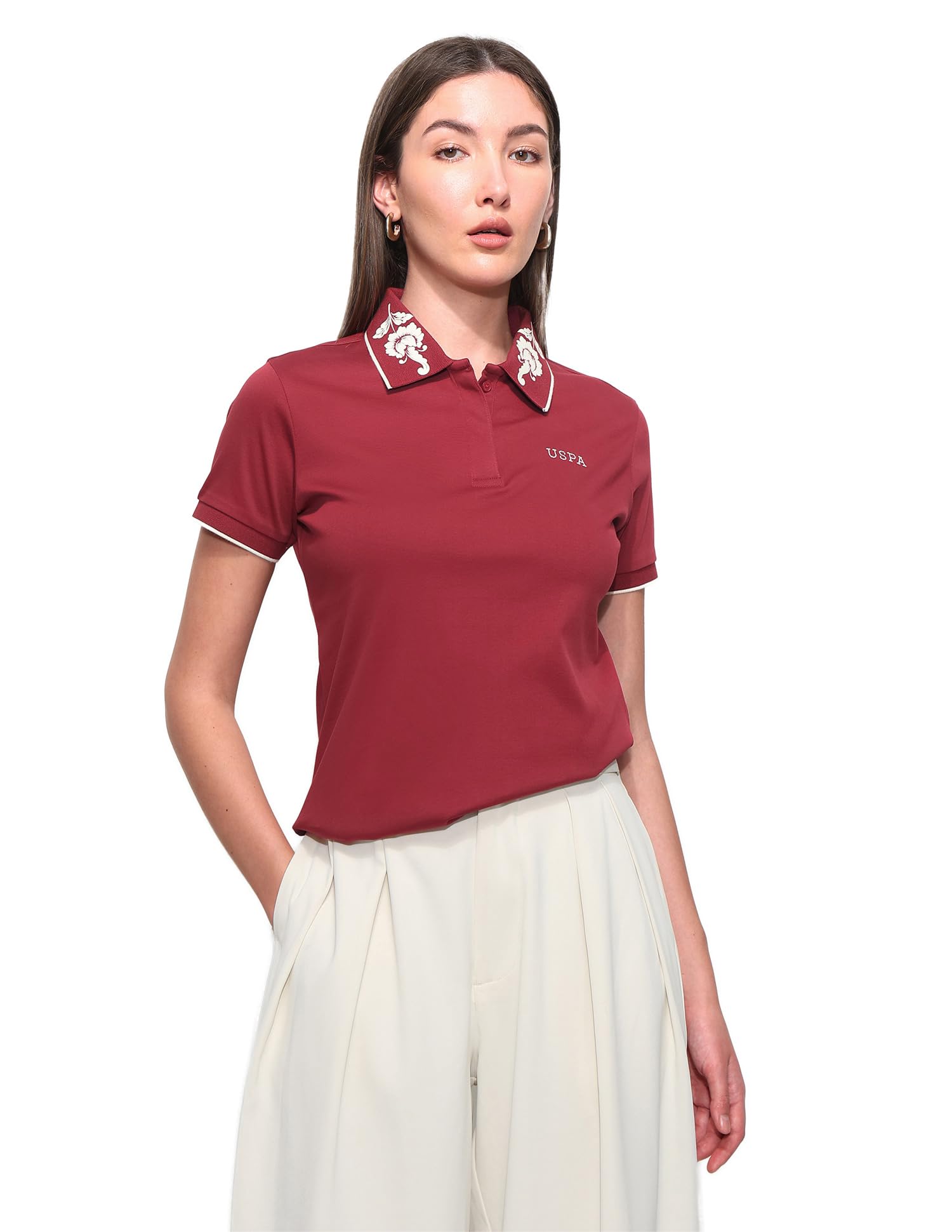 u.s. polo assn. Women's Solid Regular fit Polo Shirt-picture-46