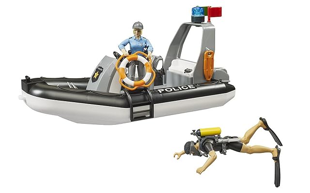 Foto 4 de 6 de Bruder 02507 - Camioneta policial RAM 2500 con Remolque, Barco y 2 Figuras