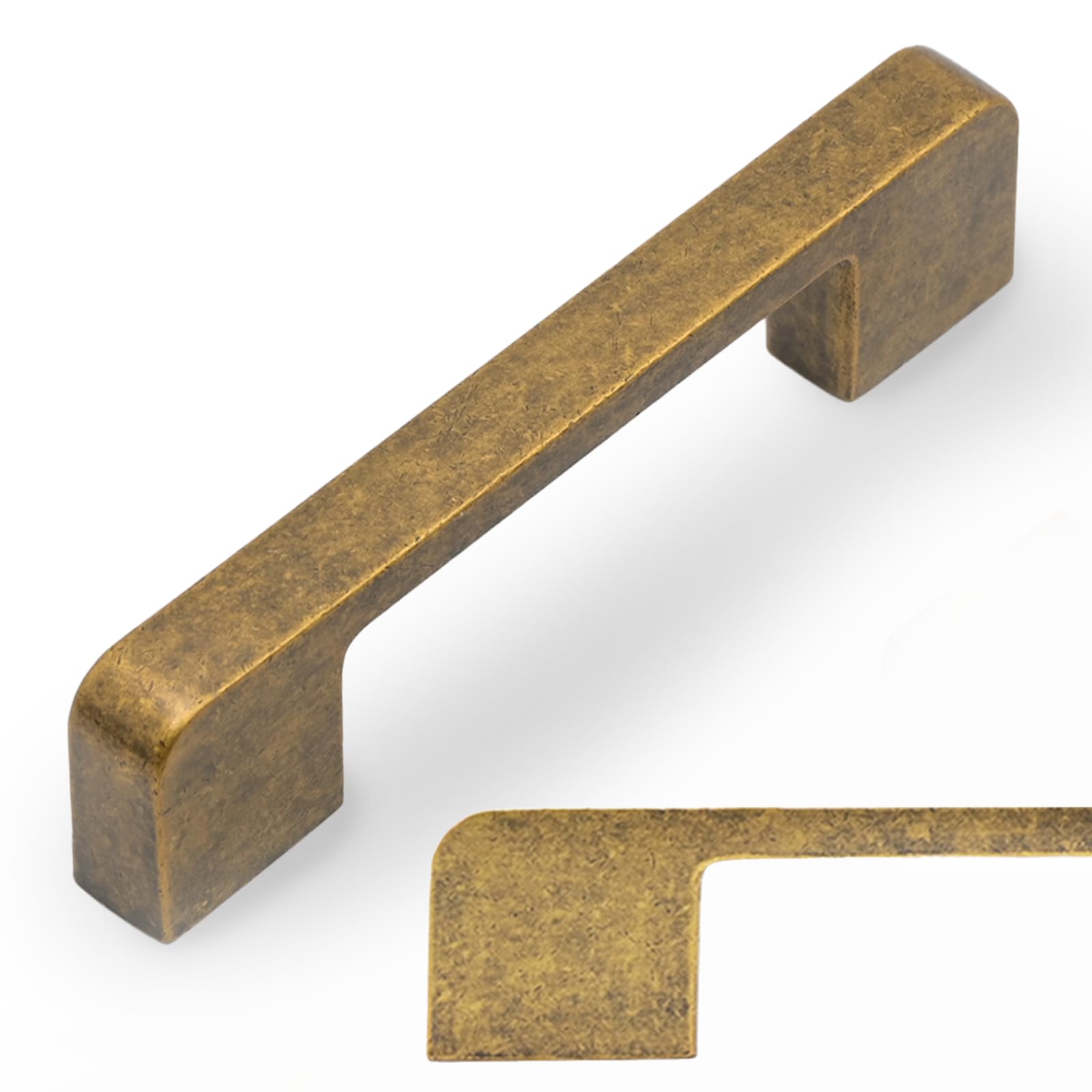 Amerdeco 10 Pack Antique Brass Cabinet Pulls 96 mm Hole Center Cabinet Hardware Kitchen Cabinet Handles for Bathroom Drawer Pulls Dresser Pulls AM018 — image 1