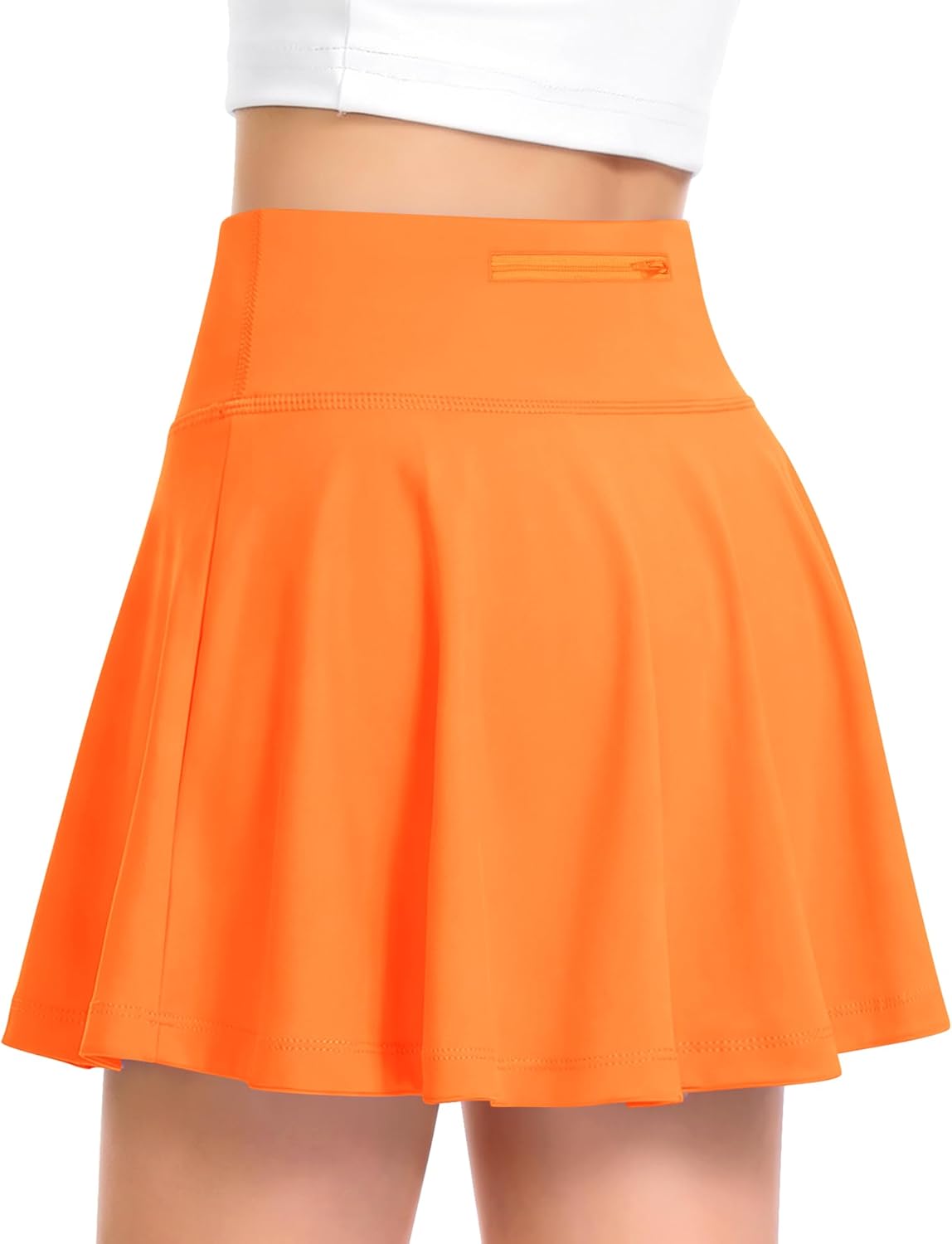 QooNoo Tennis Skirt Athletic Skorts for Kids - Orange
