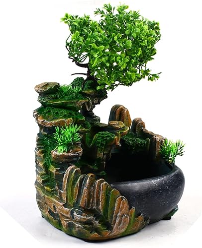 Miniatura 9 de Fuente de sobremesa, fuente de cascada, fuente de escritorio de relajación interior, cascada, meditación zen, manualidades con bomba automática y