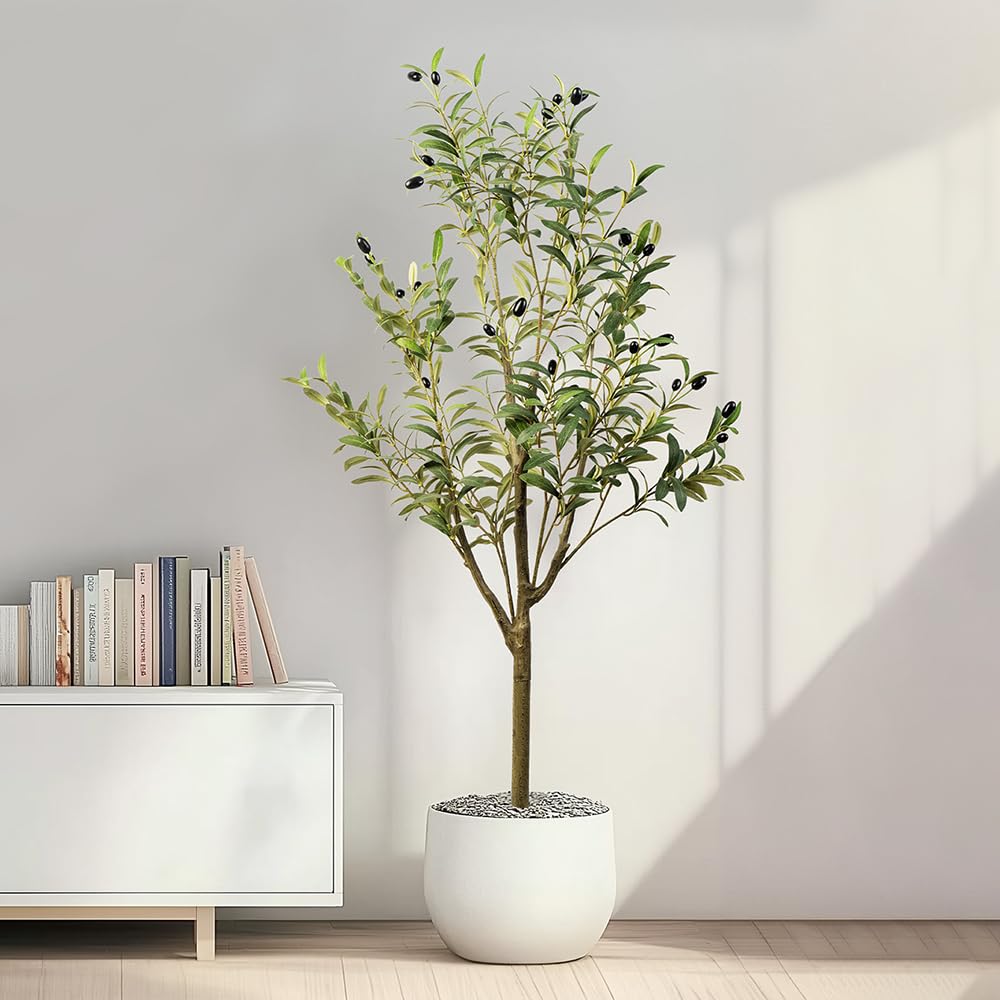 Faux Silk Plants YOLEO 5FT Artificial Olive Tree - Faux Silk Plant With ...