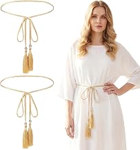 2 PCS Gold Rope Belt, 65 inches Rope Belts for Women Girls | Polyester, Braided Rope Belts, for Skirt, for Dress