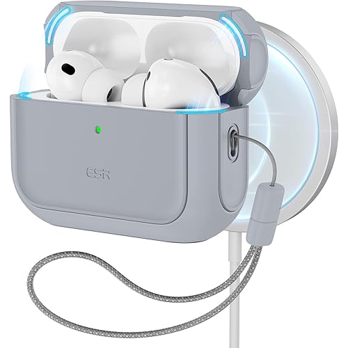 ESR for AirPods Pro 3 Case, Compatible with AirPods Pro Case 3rd Generation (2025), Compatible with MagSafe, Full Drop Protection Cover with Lanyard, Gray