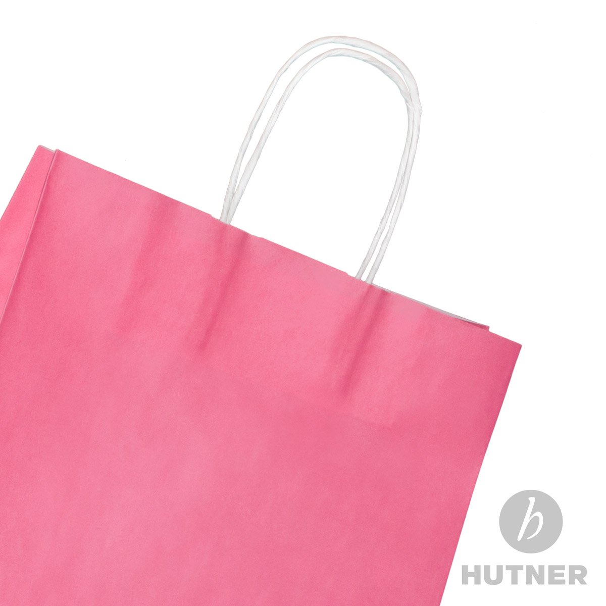 Papiertüten pink mit Kordel-Henkel I 100 Stk. 22+10x28cm I Papiertragetasche für Einzelhandel, Weihnachten, Mitbringsel, TO-GO I Geschenktüten aus Kraftpapier I HUTNER