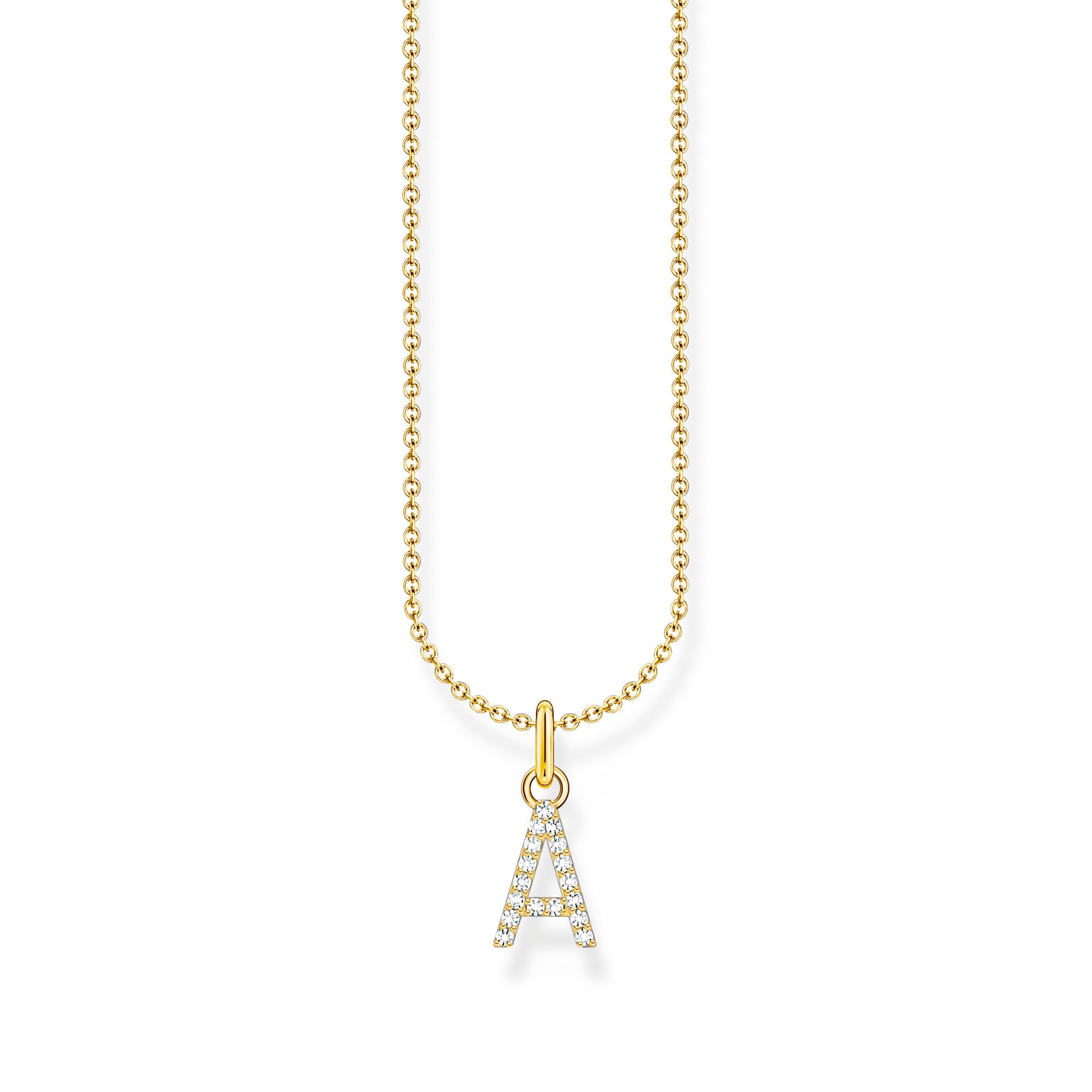 Thomas Sabo Letter A Necklace 925 Sterling Silver with Zirconia KE2240-051-14