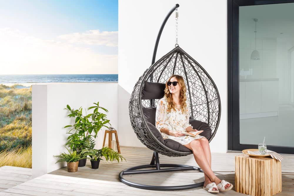 riess-ambiente Outdoor Hängesessel LOFT anthrazit grau Gartenstuhl inklusive Kissen wetterfest
