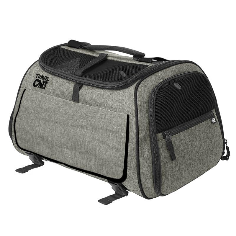 Travel Cat Carrier Bag - Portable Comfort Soft Sided Transpurrter Cat Carrier for Small Medium Cats Kitten up to 30 LBs Airline Approved Backpack with Shoulder Strap (Heather Grey)