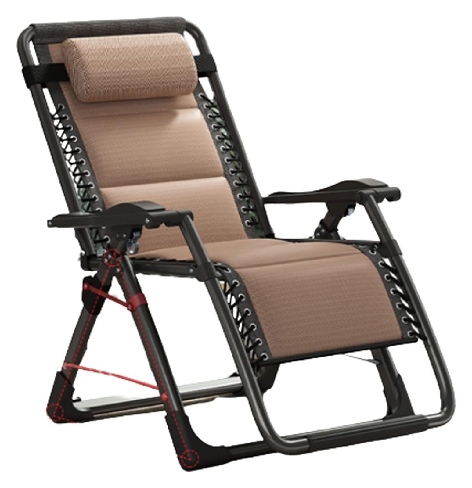 Silla de descanso ajustable de gravedad cero, reclinable plegable y acolchada para uso en césped y patio