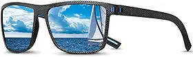 Óculos de sol masculinos polarizados – Óculos de sol com proteção UV para homens, óculos de sol esportivos retangulares leves para dirigir, pescar, Azul
