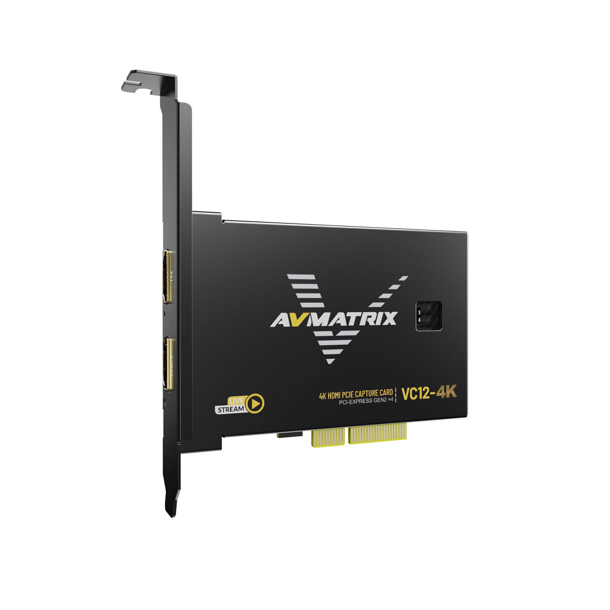 AVMATRIX VC12-4K 4K HDMI PCIE Capture Card 1-Channel HDMI 2.0 Input Loop-Out Input and Capture Support up to 4K60 with bit Rates up to 800Mbps Support YUY2 uncompressed Video