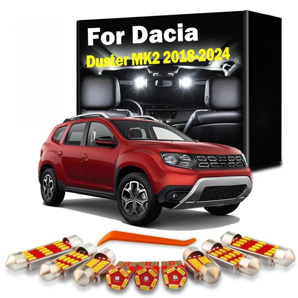 Kit de 10 Bombillas LED para el Interior del Coche, luz de Techo y Maletero, para Dacia Duster 2 II MK2 2018 2019 2020 2021 2022 2023 2024