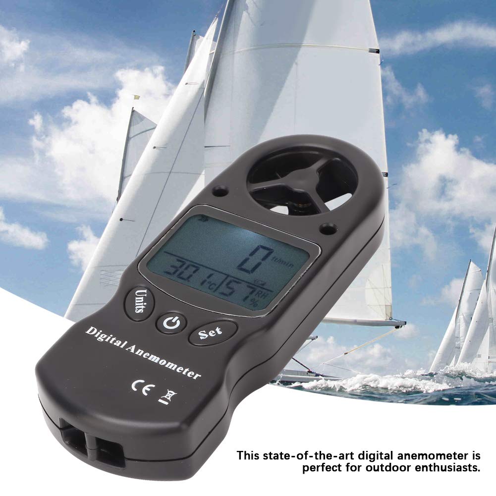 Anémomètre Portable 3-en-1, Électrique Anémomètre + Thermomètre + Hygromètre, Mini-Anémomètres Numérique Tl-300 Avec Écran Lcd, pour Les Sports de Plein Air Et Le Surf