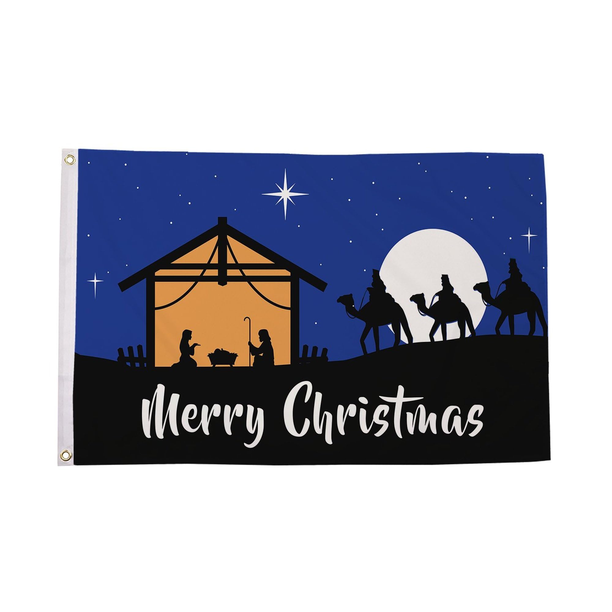 Flagtex Christmas Flag Nativity Scene 5ft x 3ft (150cm x 90cm) - Religious Christmas Decorations for Garden Outdoor Indoor, Traditional Holiday Banner with Sacred Nativity Display โ image 1