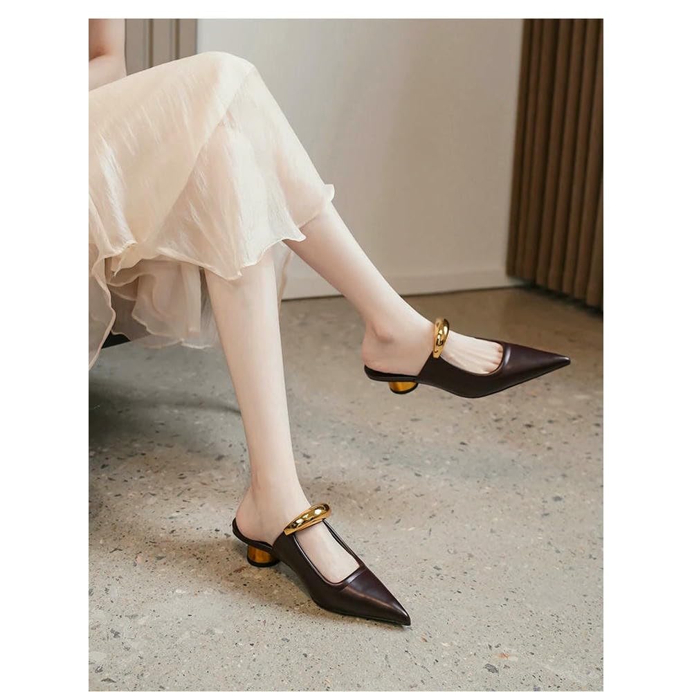 Zapatillas de Mujer con Punta Puntiaguda de 3,5 cm, Moda de Verano, Boca Baja, cómodas para Usar al Aire Libre, para Mujer, de una Palabra