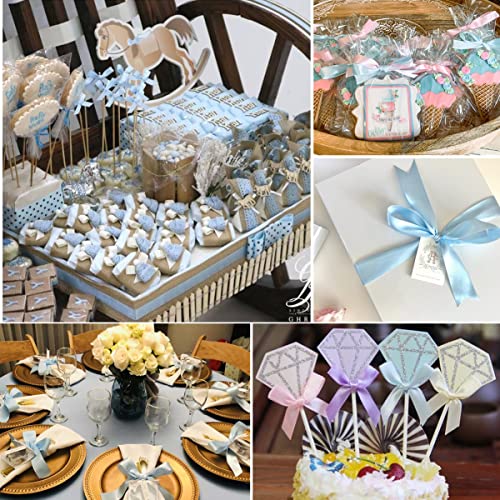Light Blue Ribbon 40mm, 23 Meters Satin Fabric Present Ribbon for Crafting Gift Wrapping, Balloons, Floral Bouquet - Image 3