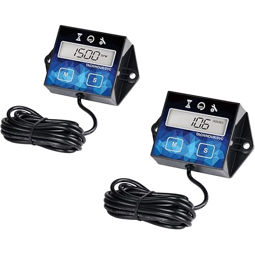 2 Pieces Runleader Small Engine Timer, Digital Tachometer, Maintenance Reminder, Battery Replaceable, User Shutdown, for ZTR Lawn Mower Tractor Generator Marine Outboard ATV (2)
