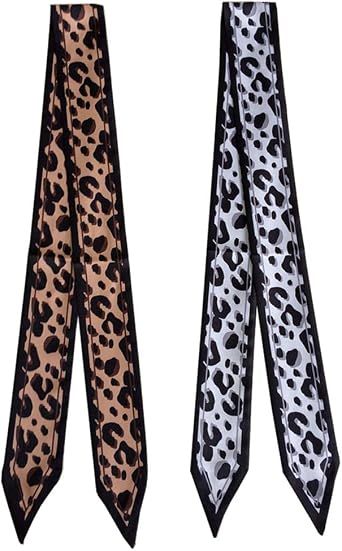 2pcs Classic Leopard Print Bag Handbag Handle Ribbon Scarf Hair Head Band Neck Neckerchief Fashion Gifts