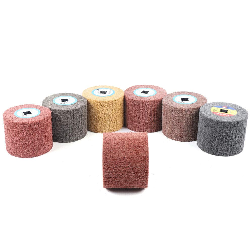 7pcs Wire Drawing Polishing Wheel Drawing Replacing Head Scouring Pad Brush Drum Burnishing Wheel/Head
