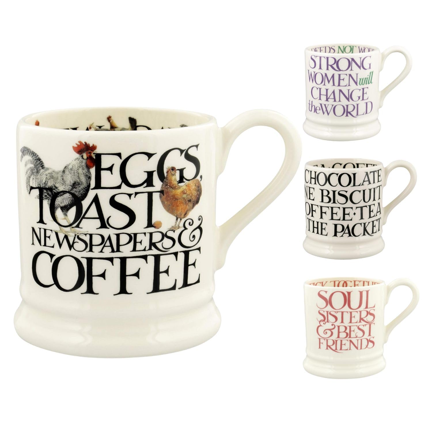 Emma Bridgewater Handmade Rise & Shine Eggs & Toast Half-Pint Coffee and Tea Mug
