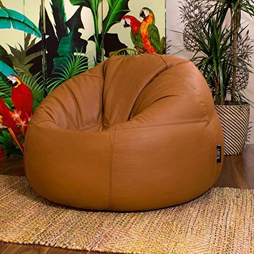 icon Luxury Real Leather Bean Bag - Genuine Leather Designer Bean Bags - Giant Panelled Leather Chair