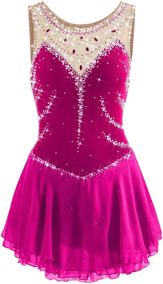 Women's Sleeveless Figure Skating Competition Dress Girls' Ice Roller Skating Costume Gymnastic Leotard Wear