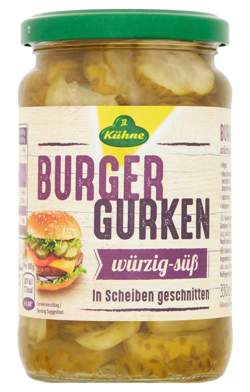 Kuhne Crinkle Cut Gherkin Slices 330g (Pack of 10)
