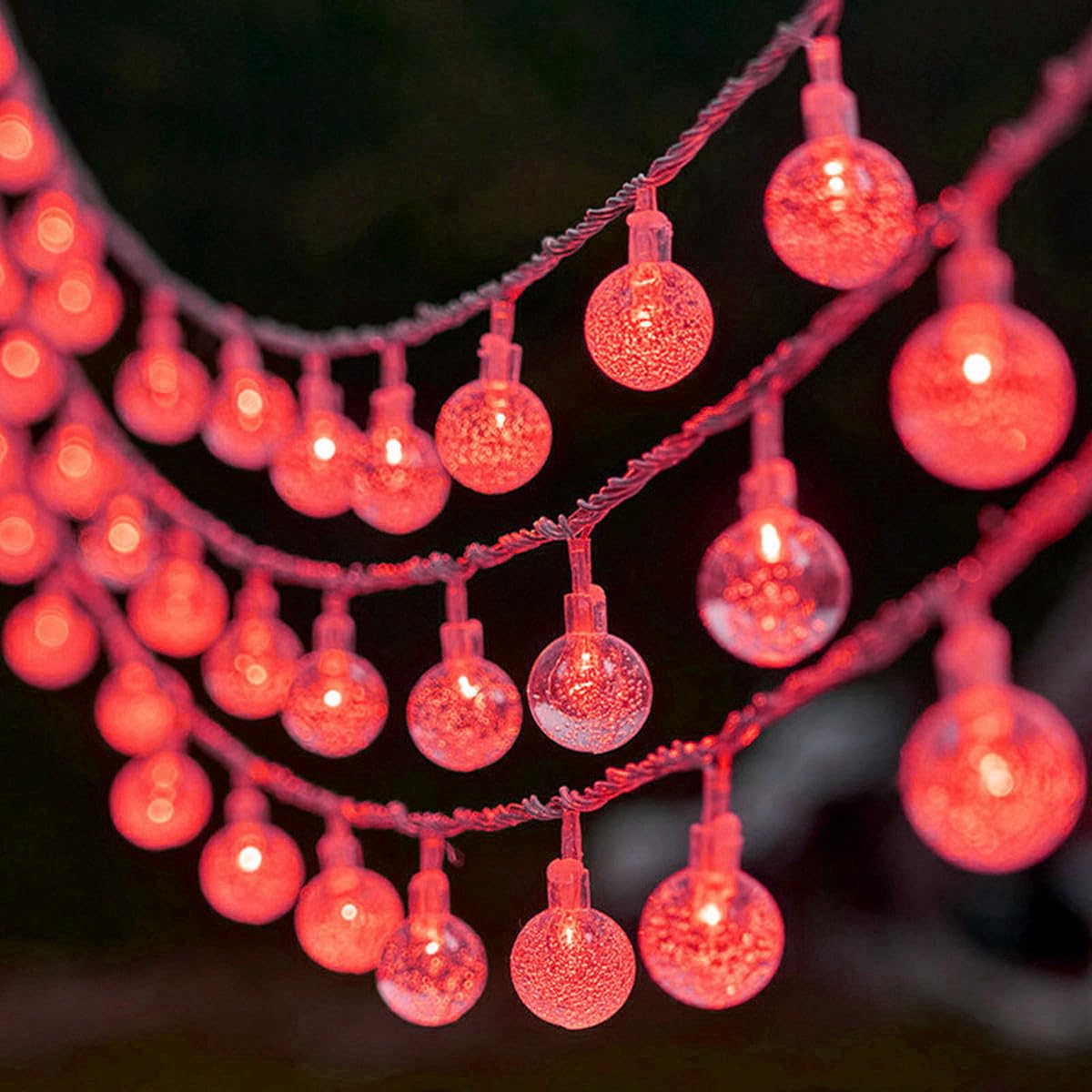 QQY LED Globe String Lights, Fairy Lights USB Powered Christmas Light for Home Party Patio Garden Wedding (6M 40LED, Red)