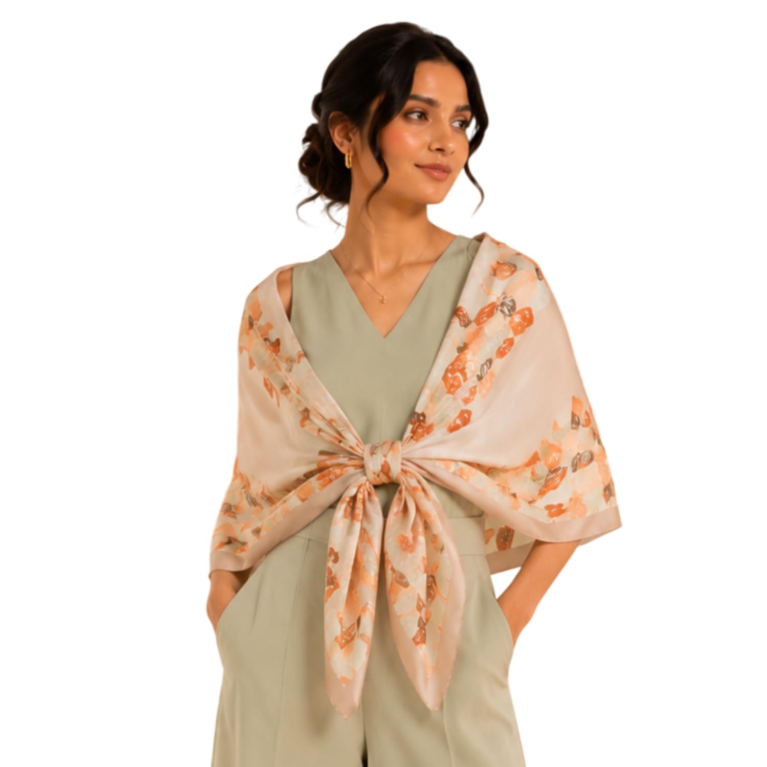 Womens & Girls Premium Satin Silk Feel Long Rectangle Scarf Elegant Floral Printed Fashion Stole Soft Lightweight Neck, Head & Shoulder Wrap-image-2