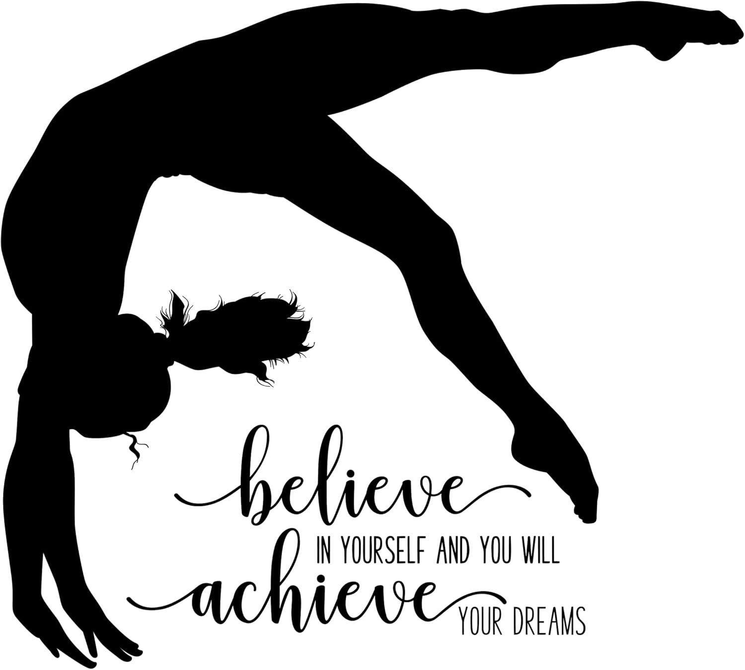 Gymnastics Quote Wall Decal, Dance Studio Decor, Gymnast Vinyl Sticker, 34"X30" Black, Gymnast Gift
