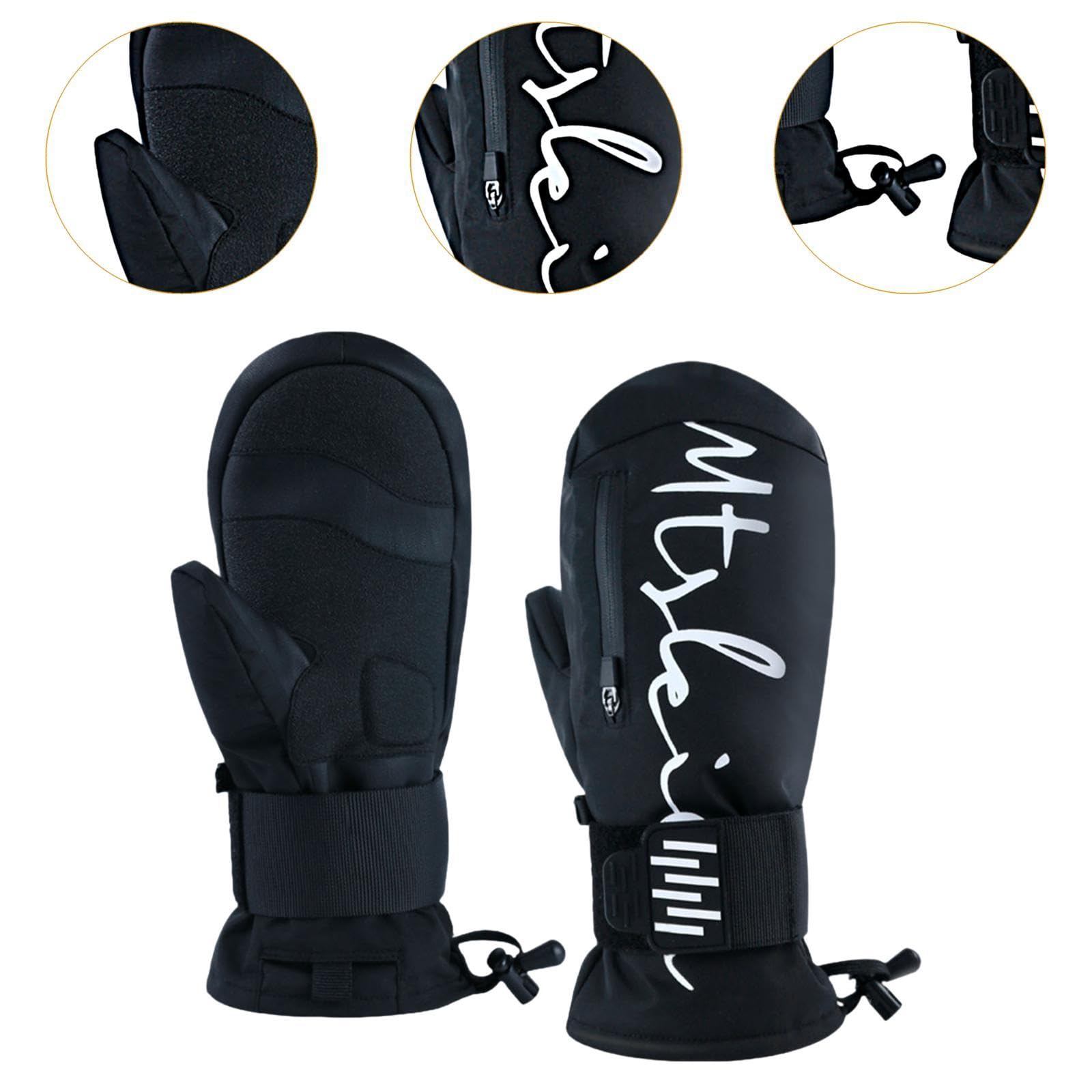 Qianly Guantes de Esquí con Protector de Muñeca y Aislamiento Térmico Antideslizantes con Absorción de Impactos y Forro de Felpa Cómodos Adecuados