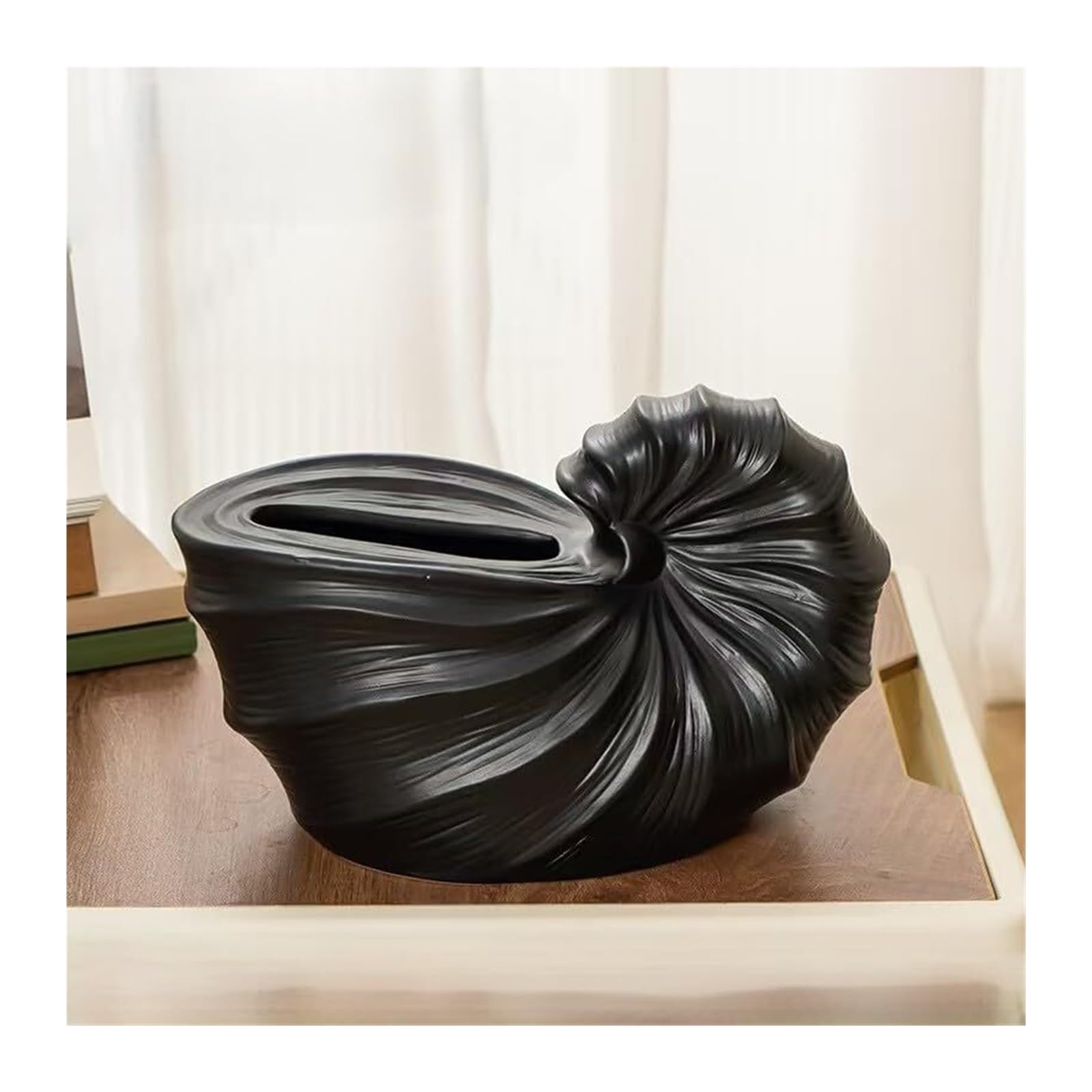 Kosmetiktuch-Spenderbox Kreative dekorative Muschel-Keramik-Taschentuchbox for Küche und Esszimmer Must-Haves für die Wohnung(Black)