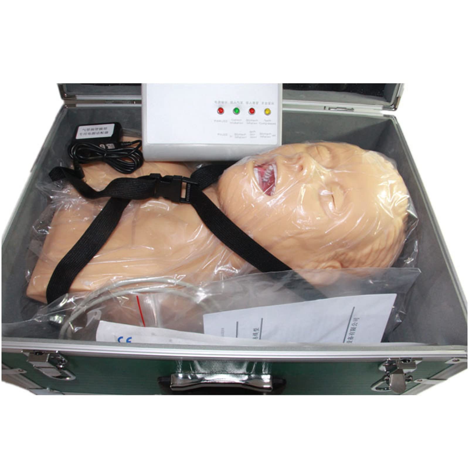 Sjdopulse Intubation Training Head Intubation Manikin, Human Body Training Model Nurse Training Simulator With Tooth Pressure Alarm Device For Teaching Practice Training