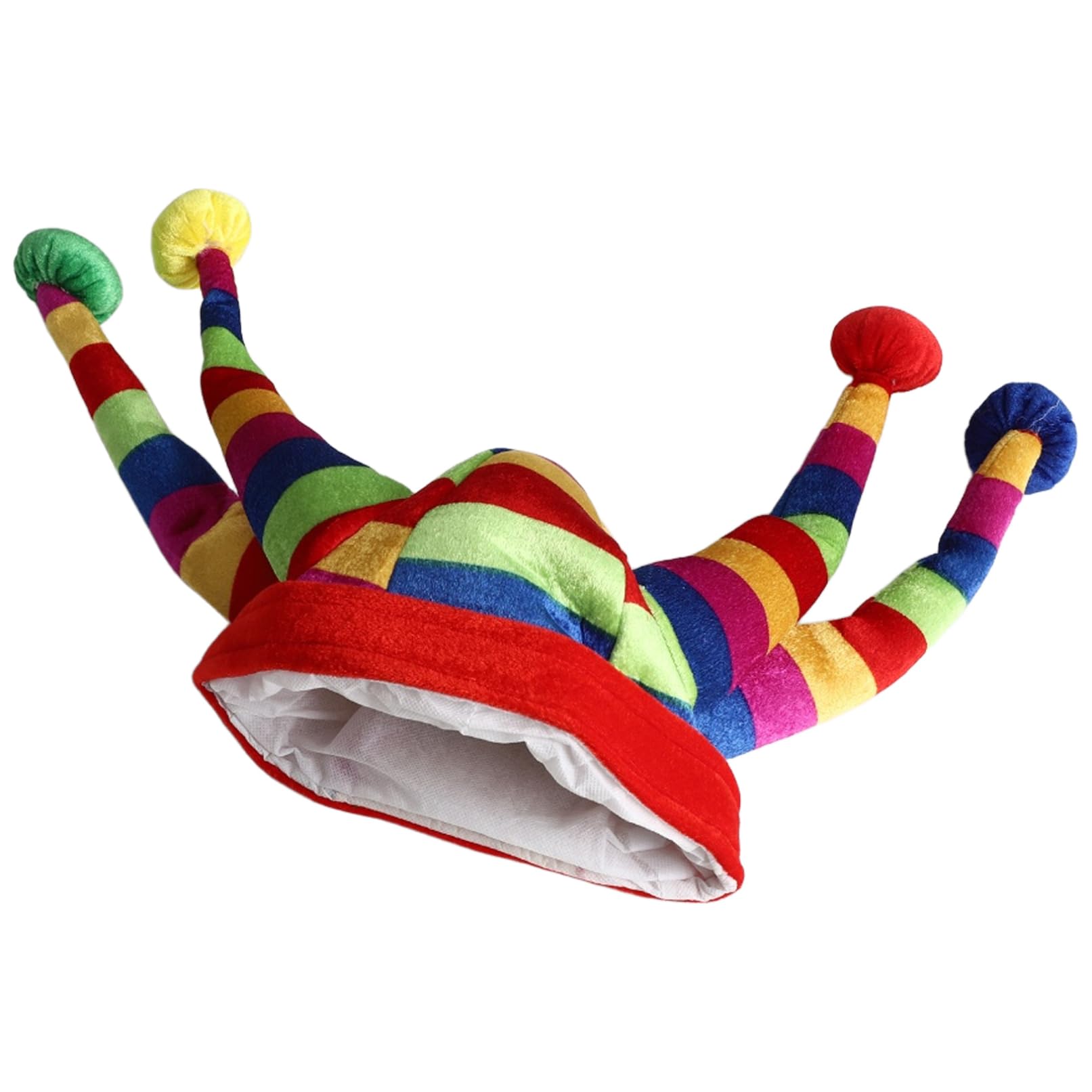 TiaoBug Jester Hat with Bells Colorful Clown Costume Hats for Halloween Party Cosplay Dress up 4-Peak One Size