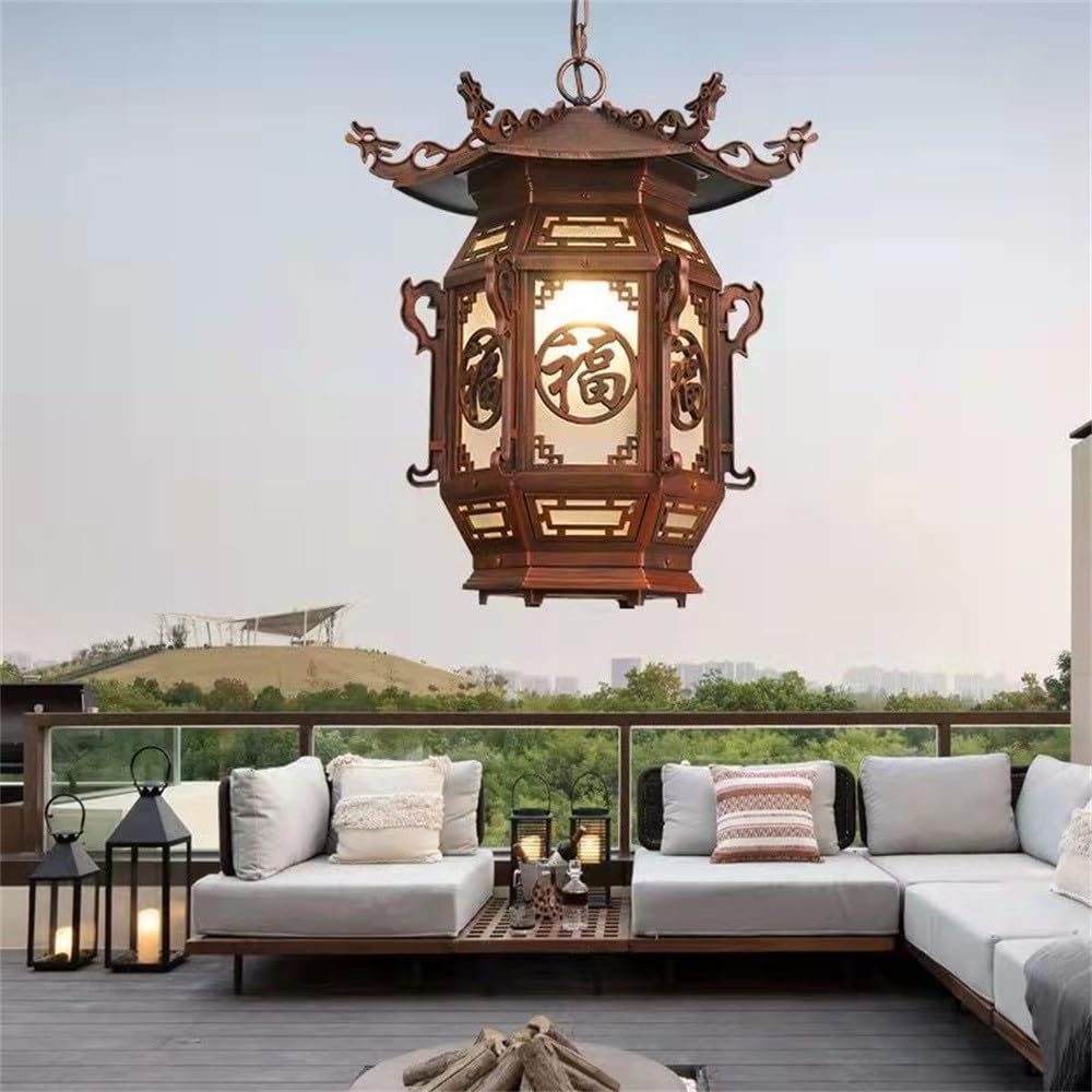 KXEcoLife Contemporary LED Outdoor Pendent Lamp Waterproof Art Villa Garden Courtyard Gate Corridor Balcony Chandelier (R D22CM)