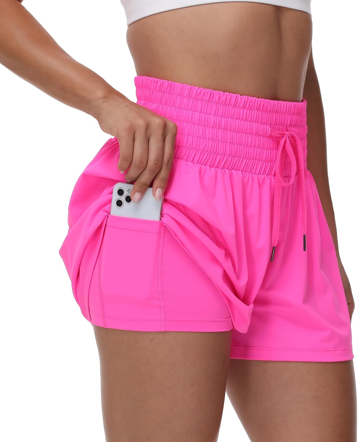 Blaosn Flowy Athletic Shorts for Women Gym Workout Running Short Pants High Waist Skort with Pocket Casual Summer Clothes