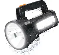 ERAY Lanterna grande portátil recarregável, 9600mAH/1500 lúmens, potente holofote de LED, lanterna estroboscópica, combinação preta, 6 modos de iluminação para acampamento ao ar livre, caminhadas