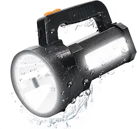 ERAY Lanterna grande portátil recarregável, 9600mAH/1500 lúmens, potente holofote de LED, lanterna estroboscópica, combinação preta, 6 modos de iluminação para acampamento ao ar livre, caminhadas