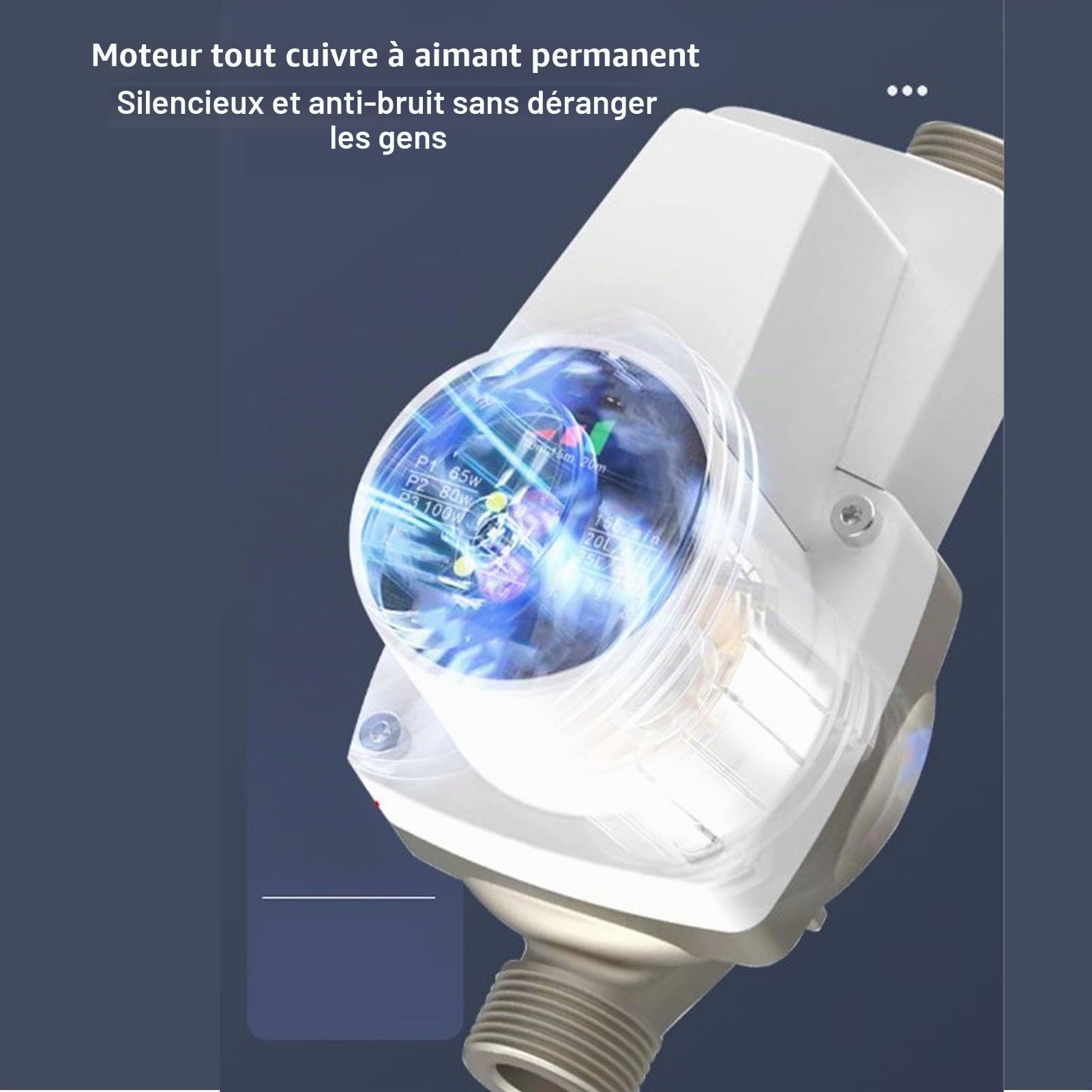 Pompe de Surpression d'Eau Automatique 1 Pièce, Rehausseur de Pression avec Débit Réglable, Protection Anti-Marche à Sec et Moteur Silencieux pour Douche et Jardin (Prise UE)