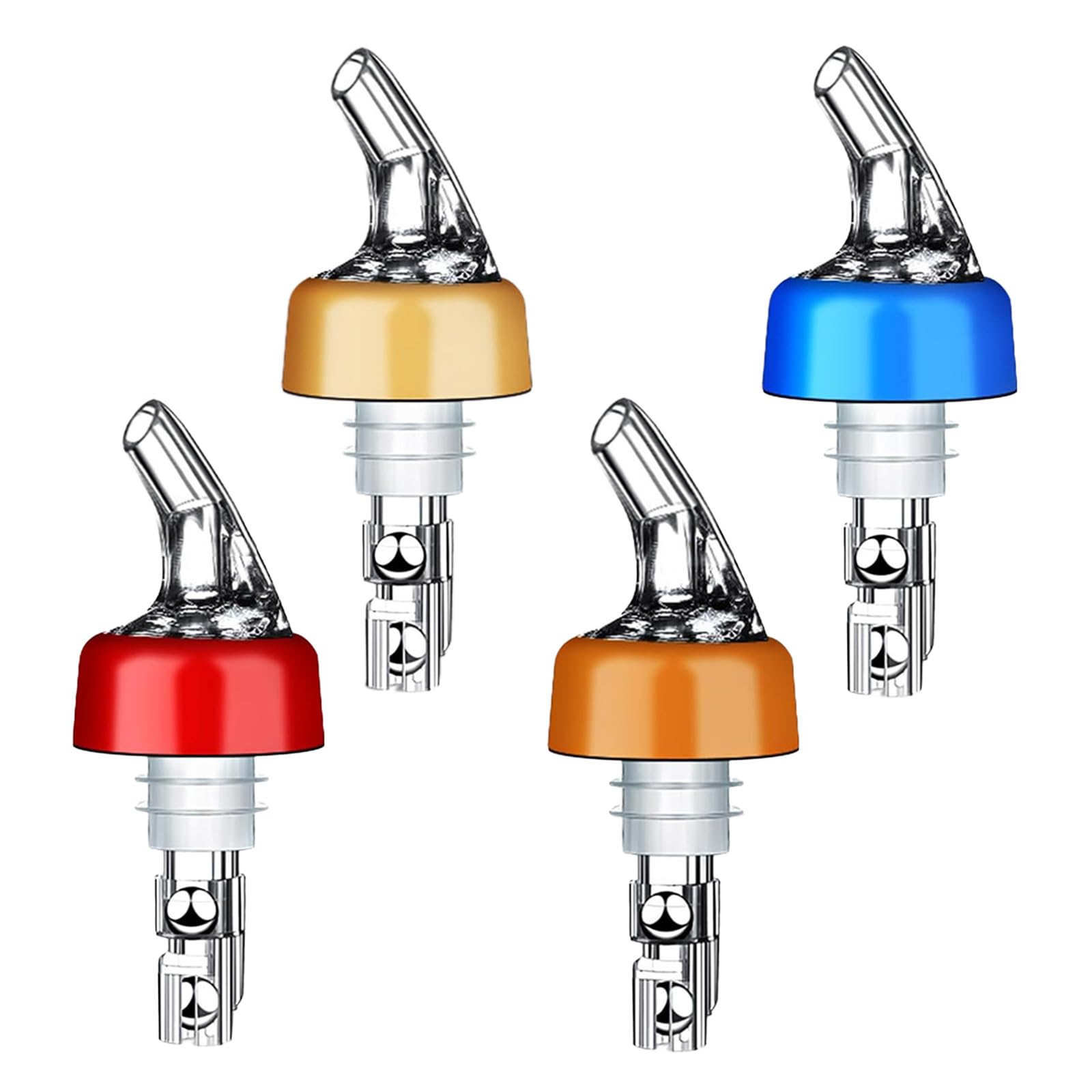 Lodoot Multicolor 4 Pcs Automatic Measured Bottle Pourer Spirits Measure Pourer Drinks Wine Cocktails Dispenser Accessories