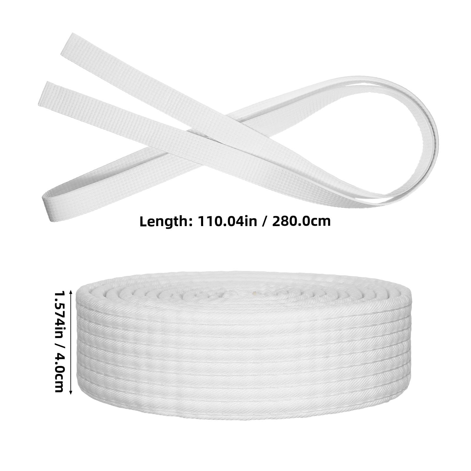 Cinturón de Taekwondo Blanco para Mujer y Hombre, Material de Algodón y Cáñamo, Adecuado para Entrenamiento y Competición en Artes Marciales