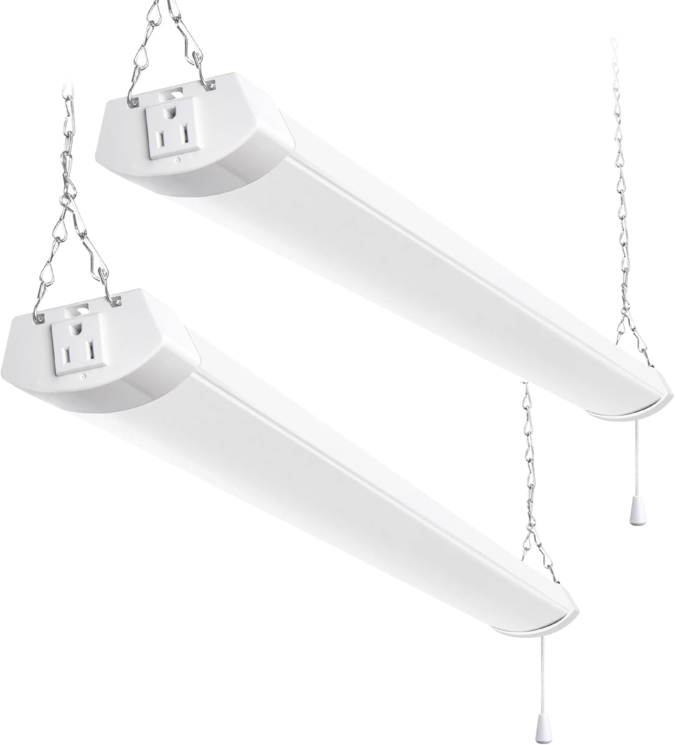 hykolity 4FT 70W LED Shop Light Linkable, 8000lm(300w Equivalent), 5000K Utility Shop Lights for Garages, Workshops, Basements, Hanging or FlushMount, with Power Cord and Pull Chain, ETL, 2 Pack 70W-White