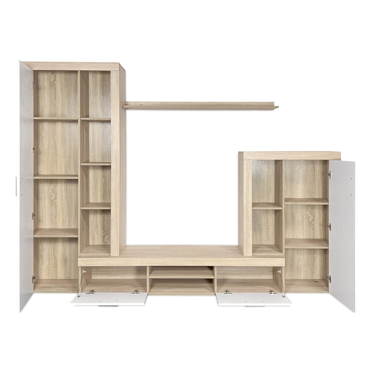 Somnia Descanso - Mueble de Salón Moderno, Módulos de Comedor, Modelo Leni, Acabado en Blanco y Cambria, Medidas: 263 cm (Ancho) x 202 cm (Alto) 40 cm (Fondo)
