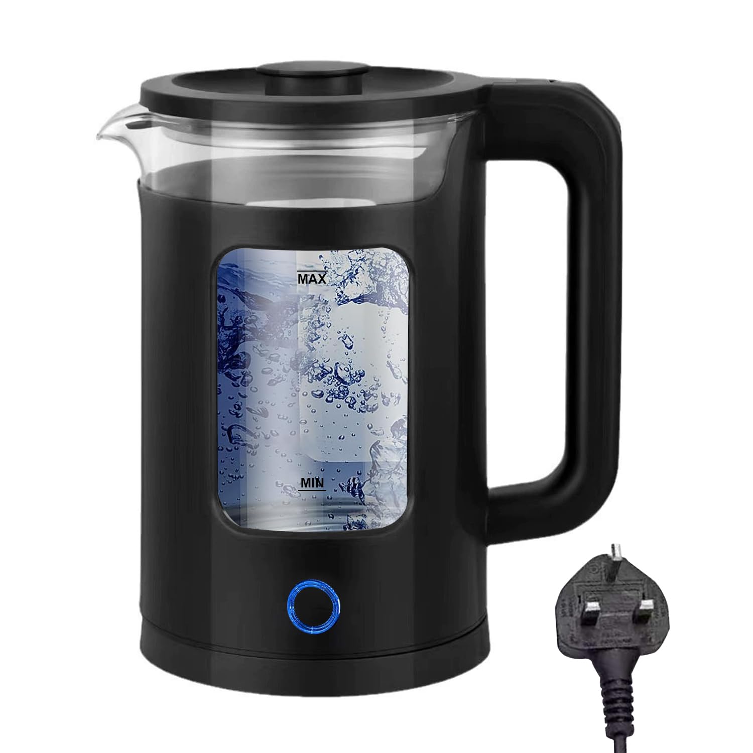 Gziztx Electric Kettle 2L 1500W Glass Kettle Electric with Indicator Light, 4-6 Minutes Rapid Boiling, Auto Shut-Off, Boil-Dry Protection - Black