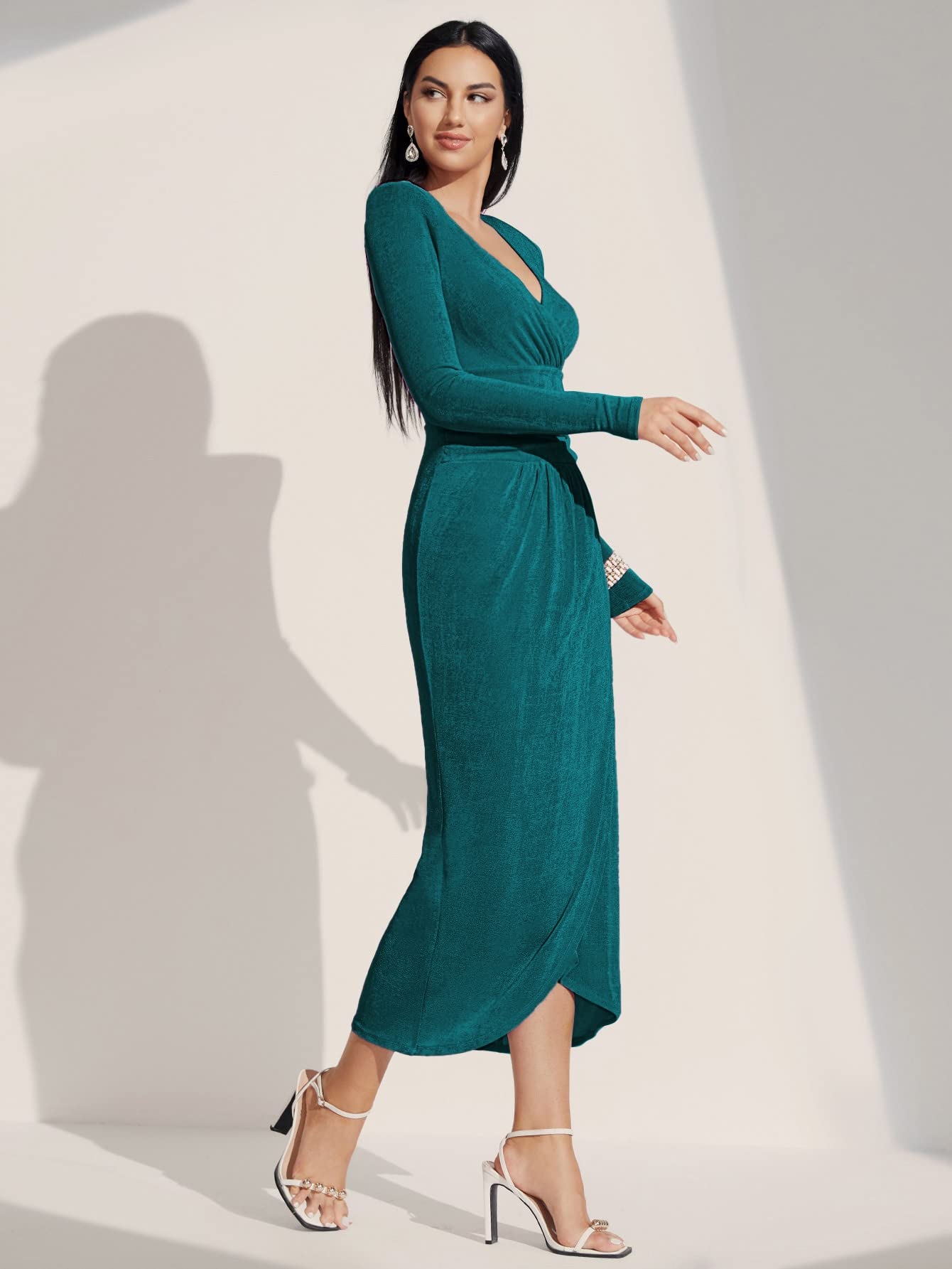 ruched wrap dress Navy Ruched Side Wrap Top Midi Dress AX Paris US