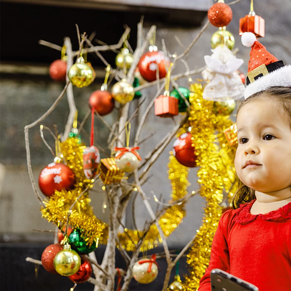 Guirlande Noël Rose 10M - Paquet De 5 Guirlandes Sapin Tinsel Métallique Blanche - Décoration Extérieur/Intérieur Pour Maison, Fête, Mariage