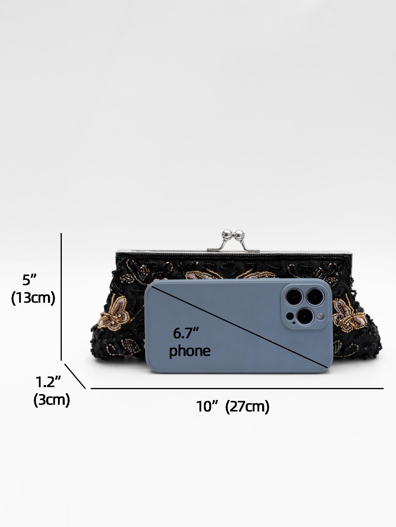 Elegante bolso de noche vintage con cuentas florales y mariposas para mujer, para novias, bailes, fiestas y formales