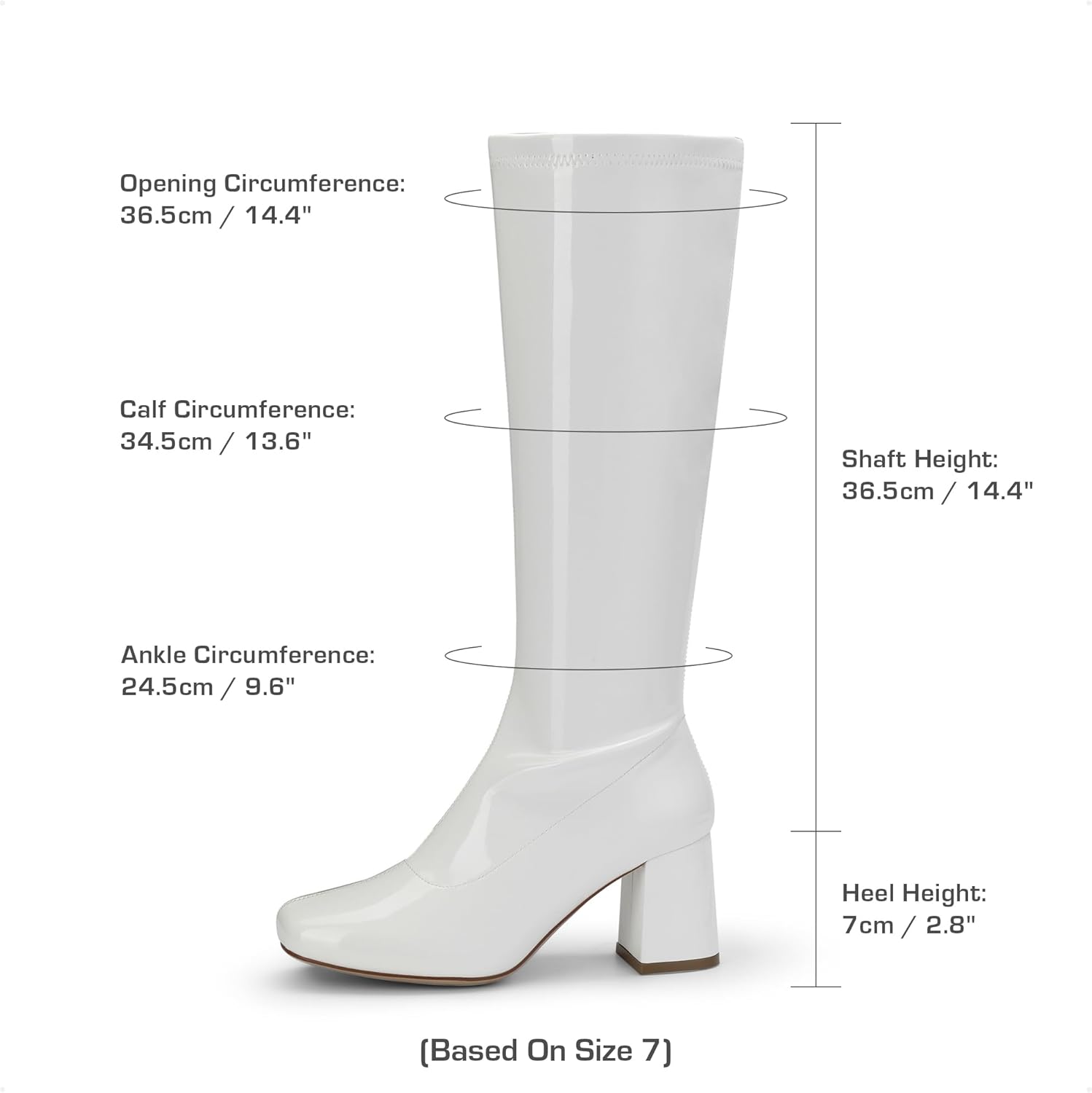 DREAM PAIRS Women's Gogo Boots Square Toe Chunky Wide Calf Knee High Boots For Women - Image 5