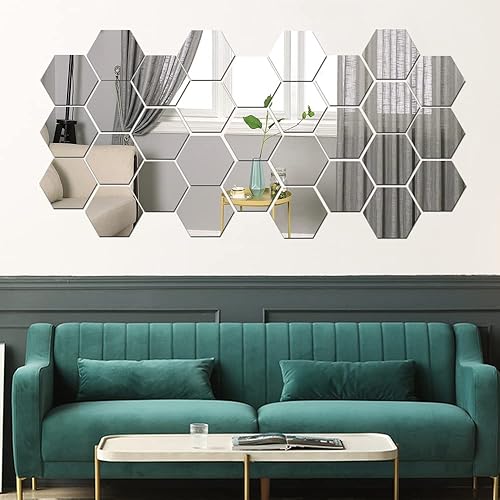Miniatura 1 de Adhesivos de pared para espejo, espejo hexagonal de gran tamaño, espejo de plexiglás acrílico de longitud completa, espejo de pared para pegar en